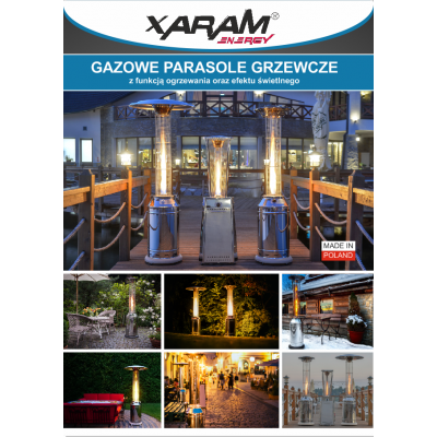 Parasol grzewczy gazowy, tarasowy - promiennik hotelowy zewnętrzny XARAM Energy - HEKLA INOX o mocy 11 kW